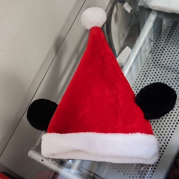 Disney Accessories - Disney Red and White Plush Santa Hat With Mickey Ears